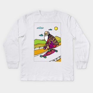 Grandpa longboarding Kids Long Sleeve T-Shirt